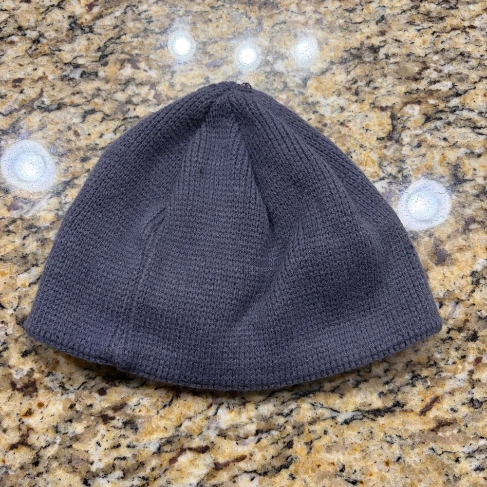The North Face Boy Bones Beanie Grey Lime Green Logo Knit Fleece Lined Hat M